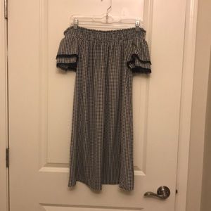 Off the shoulder checkered dress